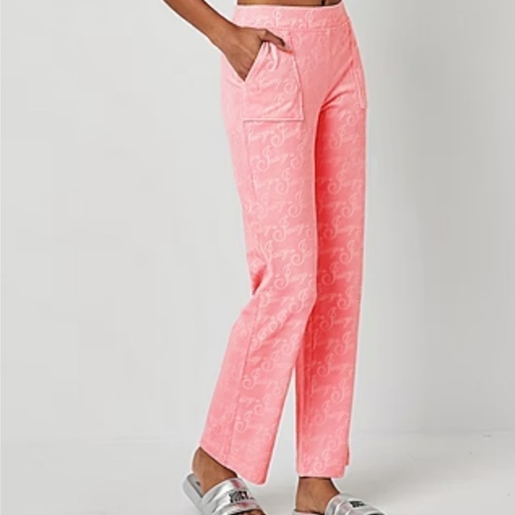 Juicy Couture Embossed Velour Straight Leg Pant - Flamingo Pink XXL - NWT - Picture 1 of 4